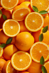 Wall Mural - Background full with beautiful orange fruit , front view and blank space for product advertising 