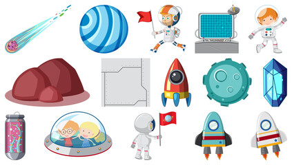 Wall Mural - Set of isolated fantasy space game objects and elements