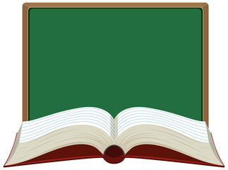 Wall Mural - empty blackboard with opened book