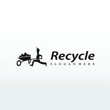 Recycle Junk Logo Design ,silhouette Of A Man Moving Junk