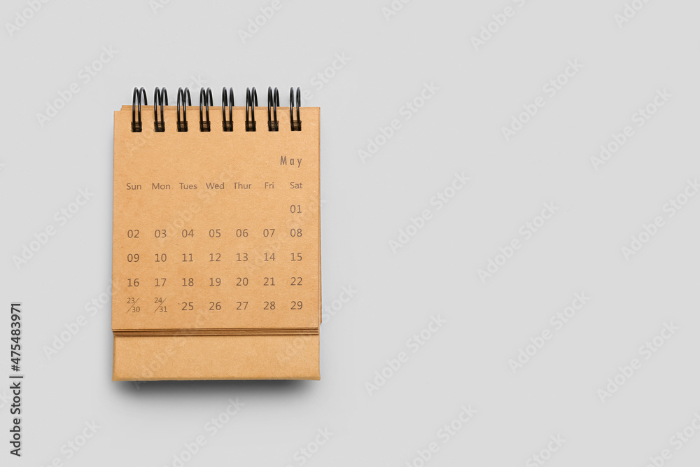 Craft calendar on light background