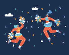 Cartoon Vector Illustration Of Cheerleader Jumping