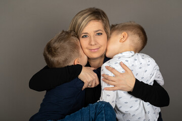 Wall Mural - Happy family studio portrait