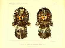 African Masks, 19th Century Illustration