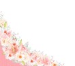 © MerciArtworks - エレガントな色使いのピンク系の百合の花と白いばらとリーフの水玉リボン付き招待状フレーム素材