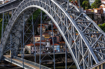 Poster - Exterior view of a big metal bridge in Portugal