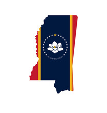 Mississippi Ms Flag In State Map Shape Icon