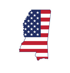 Wall Mural - mississippi ms state map shape with usa flag