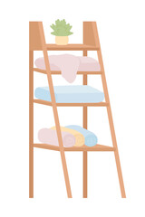 Poster - Modern shelves for bathroom semi flat color vector item. Realistic object on white. Scandinavian style furniture isolated modern cartoon style illustration for graphic design and animation
