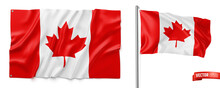 Vector Realistic Illustration Of Canadian Flags On A White Background.