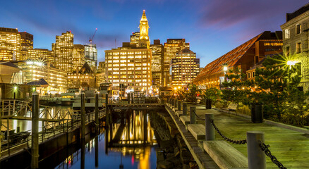 Wall Mural - Boston in Massachusetts, USA at sunset.