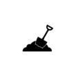 © Siarhei - Gardening farming icon with pile of manure, fertilizer and shovel. Simple vector symbol. Isolated on white background. Black silhouette.