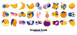 © KozyPlace - Tropical fruit and graphic design elements collection. Ingredients color cliparts. Sketch style smoothie or juice ingredients.