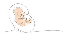 Continuous one line drawing of baby in womb. Suitable for a prenatal or reproductive clinic, pregnancy brochure, surrogacy agency. Vector illustration
