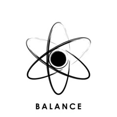 Wall Mural - simple abstract logo design of balance symbol with circular brush stroke.