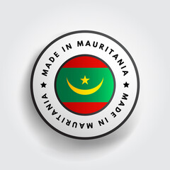 Made in Mauritania text emblem badge, concept background