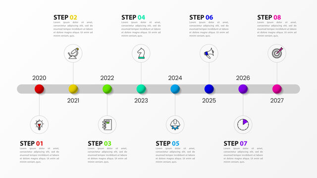 Timeline concept. Infographic template with icons and 8 options or steps