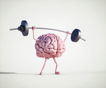 Human Brain Lifting Weight .