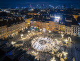 Fototapeta Miasto - Warszawa - lodowisko na rynku Starego Miasta