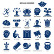 Bipolar disorder icon set in flat style