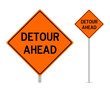 Detour ahead traffic sign vector