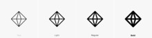 Quadrangular Pyramid Icon. Thin, Light Regular And Bold Style Design Isolated On White Background