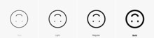 Upside Down Face Icon. Thin, Light Regular And Bold Style Design Isolated On White Background