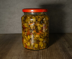 Canvas Print - Jar of pickled peppers for the winter