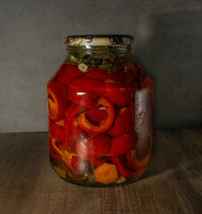 Canvas Print - Jar of pickled peppers for the winter