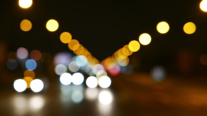 Canvas Print - A multi-color lights car traffic on road blurred night city