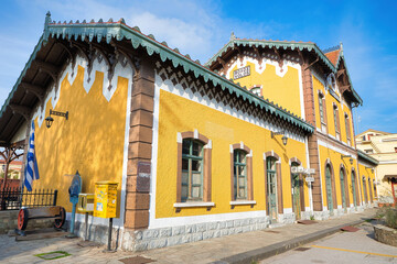 Poster - train station. beautiful old train station, architecture. Volos Greece