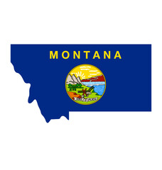 Sticker - montana mt map shape with state flag icon