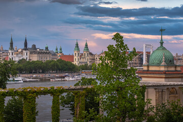 Poster - Scenic view of Budapest city in Hungary during sunset