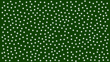 Green Vector Abstract Background With White Polka Dots On Dark Green Background. Christmas, Green Background. Copy Space.
