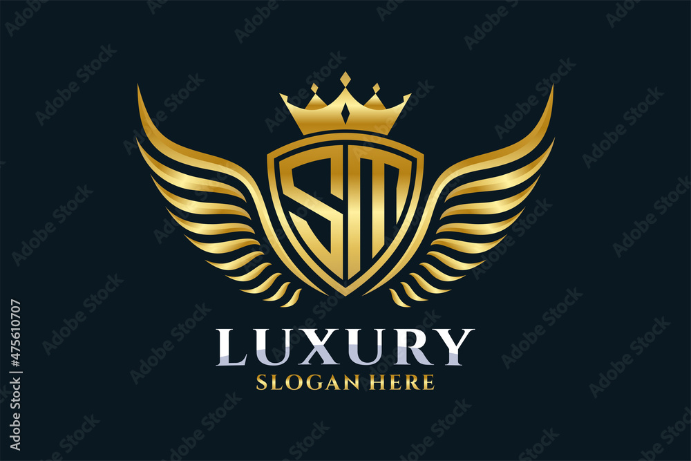 Vektor Luxury royal wing Letter SM crest Gold color Logo vector ...