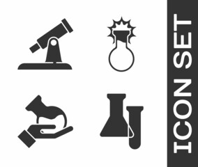 Sticker - Set Test tube and flask, Telescope, Test tube and flask and Test tube and flask icon. Vector