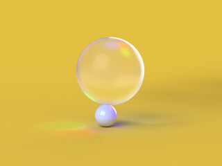 Aufkleber - 3D rendered round shapes in transparent material on a yellow background. Illustration of abstraction, geometry, or minimalism. Visualization of illusion and backgrounds.