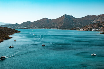 Poster - Scenic view of hills and mountains across the blue sea, Crete island, Greece