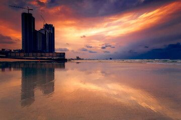 Wall Mural - beautiful sunset at ajman, uae