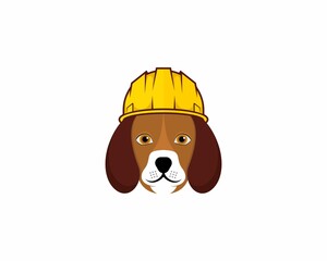 Poster - Dog using construction helmet illustration logo