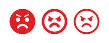 Angry Emoji Icon Set. Mad Face Symbol