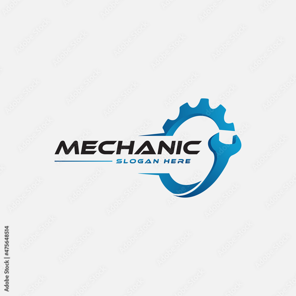 gear and wrench mechanic logo icon vector