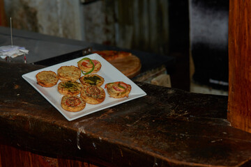 Wall Mural - Appetizers placed on a counter in a restaurant