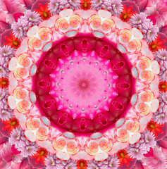 Wall Mural - Beautiful circular floral pattern. Kaleidoscope