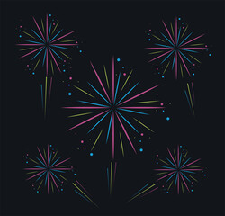 Sticker - five fireworks explosion icons