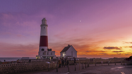 Wall Mural - Abandoned Portland Bill Lighthouse on the winter sunset