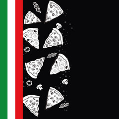 Poster - italian flag and pizzas