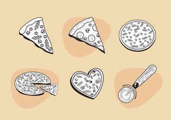 Poster - six italian pizza icons