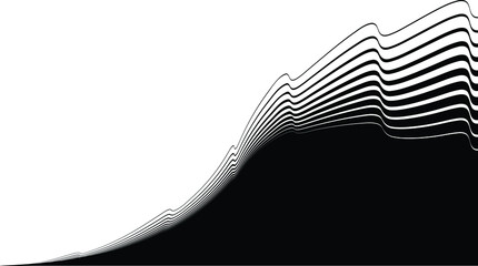 Fototapete - Abstract flow lines background . Fluid wavy shape .Striped linear pattern . Music sound wave . Vector illustration