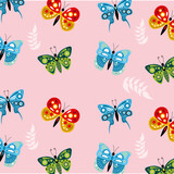 Fototapeta Motyle - cute butterflies group pattern
